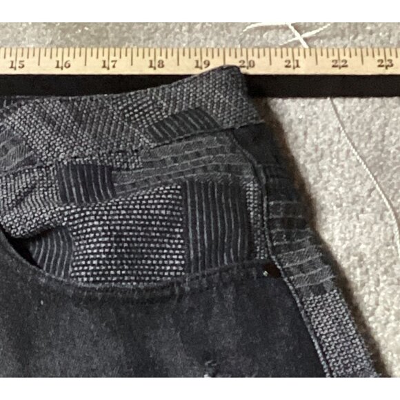 Stacy Adams Mens Avante Guard Black & Gray check Patterned Jeans 40x32 Grunge - Picture 9 of 11